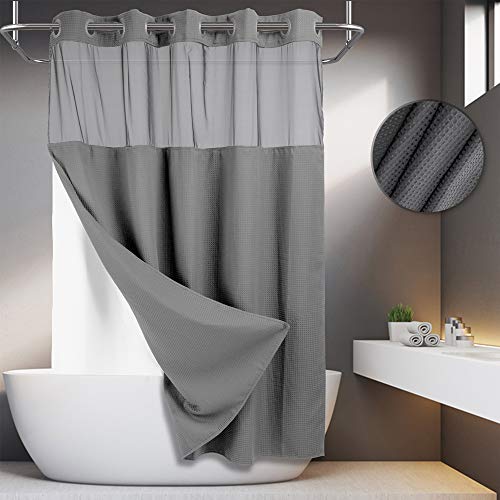 Waffle Shower Curtain With Snap-In Liner