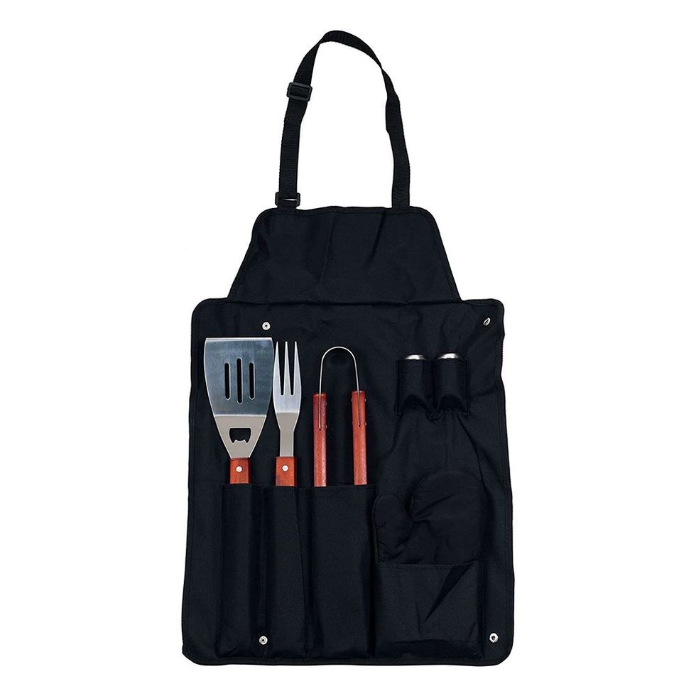 Chef's Kitchen 7-Piece Outdoor BBQ Apron and Utensil Set