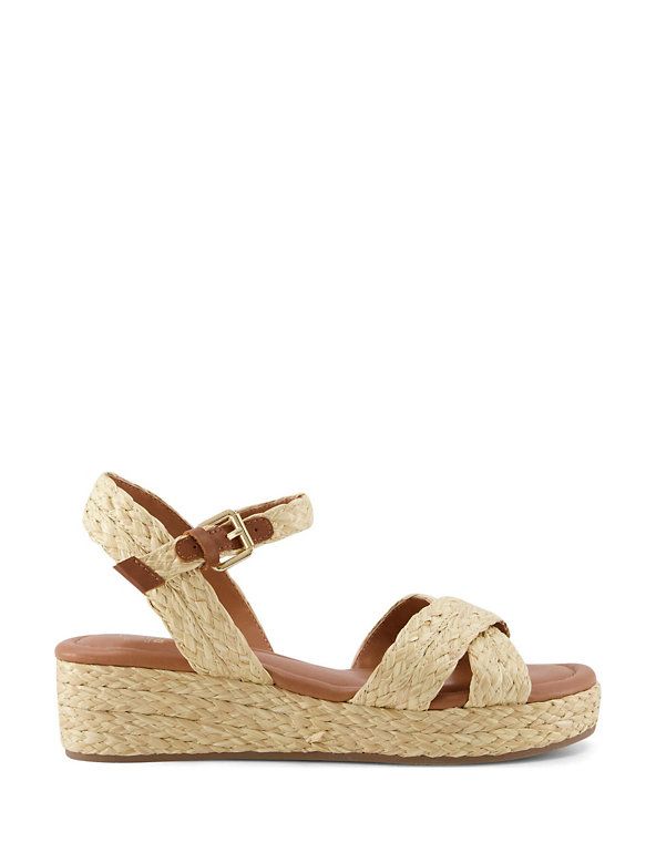 Leather Ankle Strap Wedge Sandals