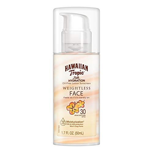 Hawaiian Tropic Silk Hydration Weightless Sunscreen Face Lotion, Broad-Spectrum Protection, SPF 30, 1.7 Ounces
