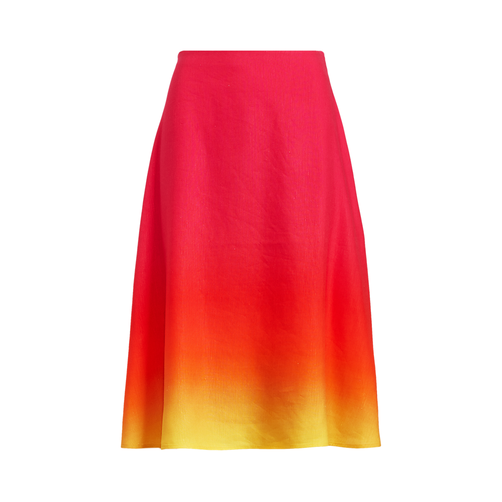 Ombré Linen-Blend Midi Skirt