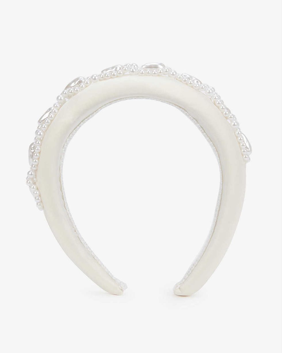 Polly Pearl-Embellished Woven Headband