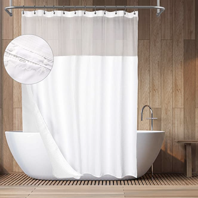 Hotel-Style Cotton Waffle Shower Curtain 