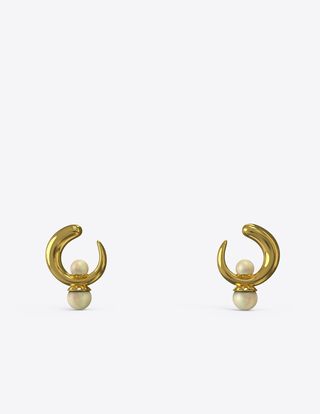 Tiny Isha Hoops in Polished Gold Vermeil with Pearl Drop