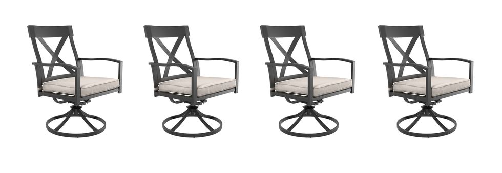 Set of 4 Black Metal Frame Swivel Dining Chair(s) 