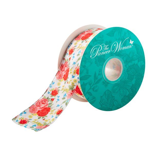The Pioneer Woman Sweet Rose Ditsy Polyester Merrow Wire Edge Ribbon