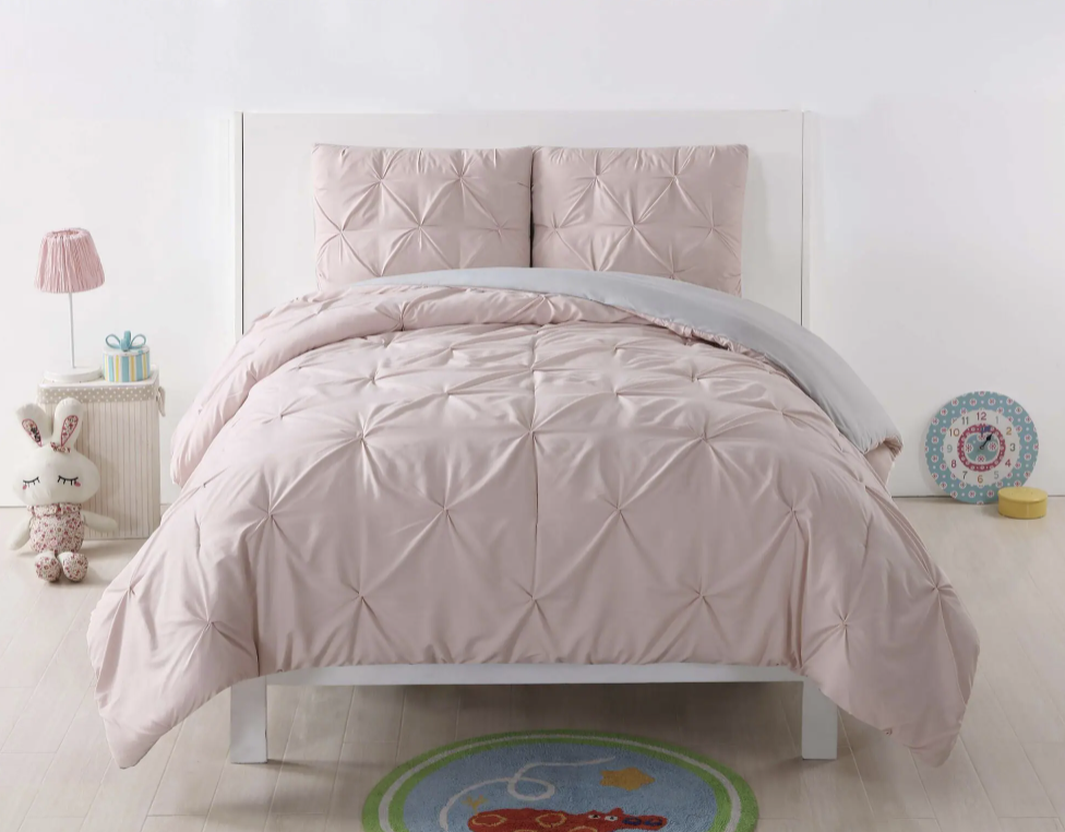 Blush and Silver Grey Queen Comforter Set