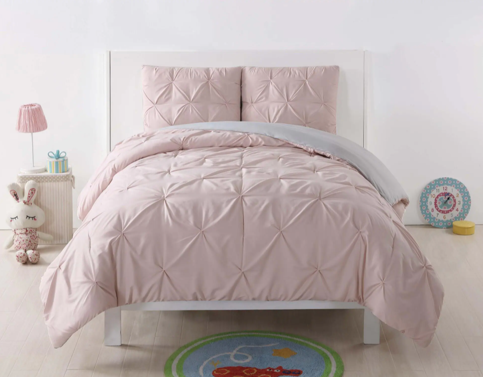 Blush and Silver Grey Queen Comforter Set