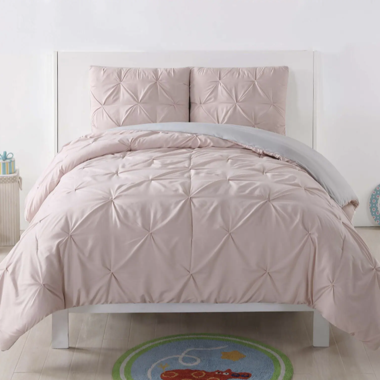 Blush and Silver Grey Queen Comforter Set
