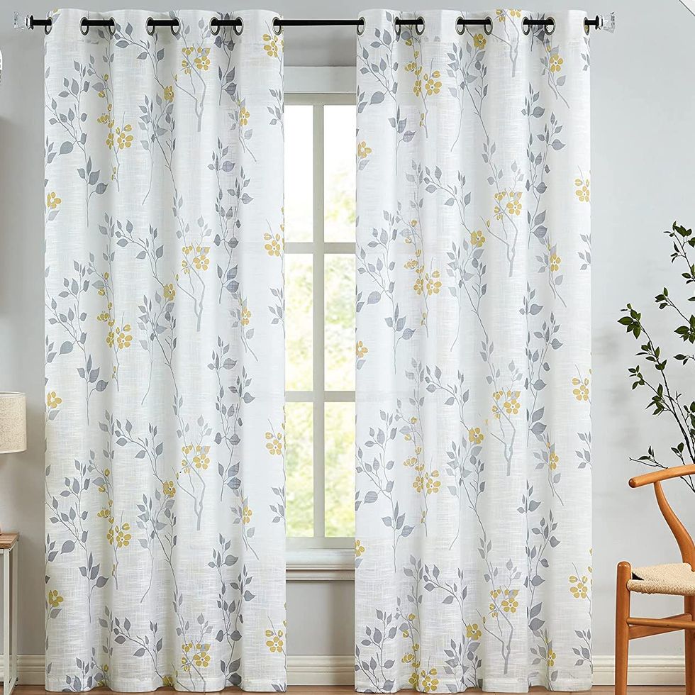 Floral Semi Sheer Curtains 