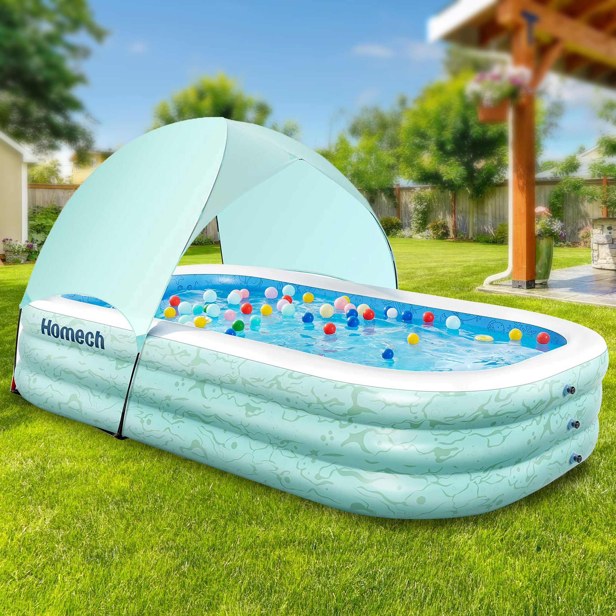 12.0 Family Outdoor Backyard Portable Top Ring Blow Up Pools for Kids and Adluts WowTowel Inflatable Swimming Pool Above Groud 