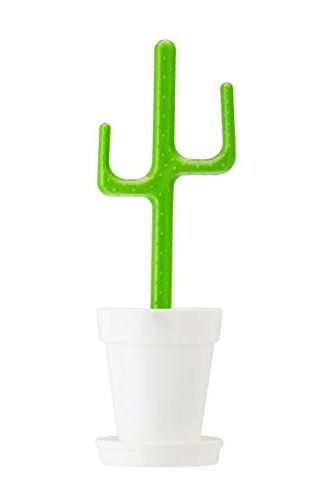 VIGAR Flower Power-Cactus Escobillero de Baño de Pie, Polipropileno, Verde, 12,5 X 11,5 X 39 (Cm)