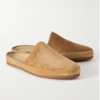 Mulo Suede-Trimmed Corduroy Slippers