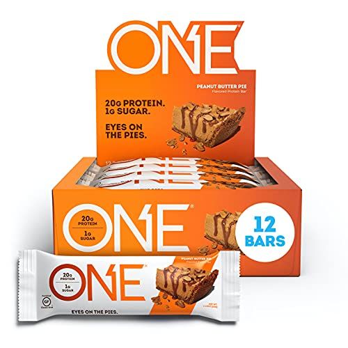 ONE Brands Protein Bars, Peanut Butter Pie, Gluten Free Protein Bars with 20g Protein and only 1g Sugar, Guilt-Free Snacking for High Protein Diets, 2.12 oz (12 Pack)
