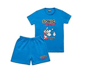 Camiseta y pantalones cortos de Sonic The Hedgehog, juego de verano de 2 piezas para niños y adolescentes, regalo de algodón para niños.  Talla 5-6 años