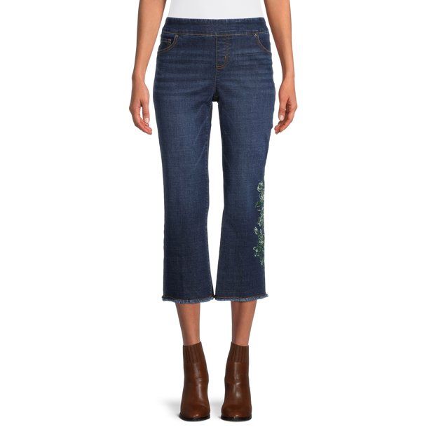The Pioneer Woman Pull-On Embroidered Cropped Jeans