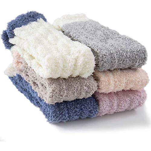 TEHOOK Plush Fuzzy Socks, 6-pack