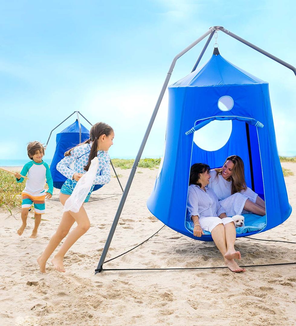Family Hanging Tent with Family HugglePod HangOut Stand Set - Blue