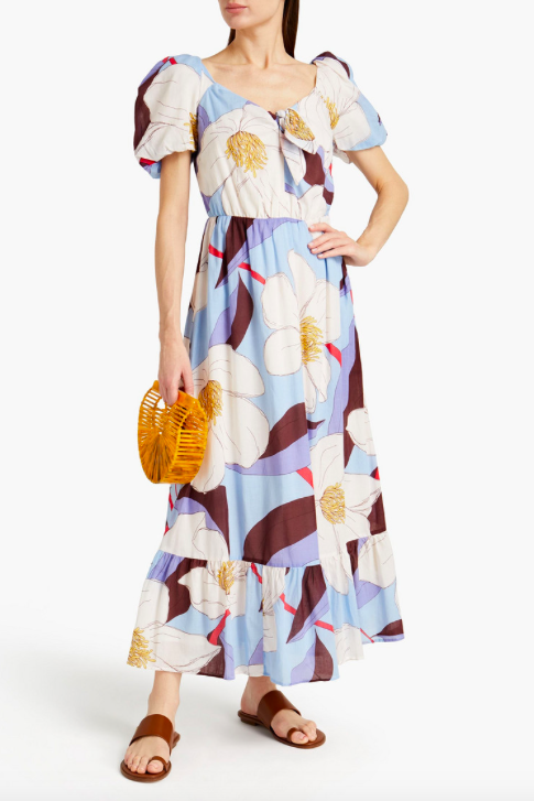 Miami knotted floral-print cotton-voile maxi dress