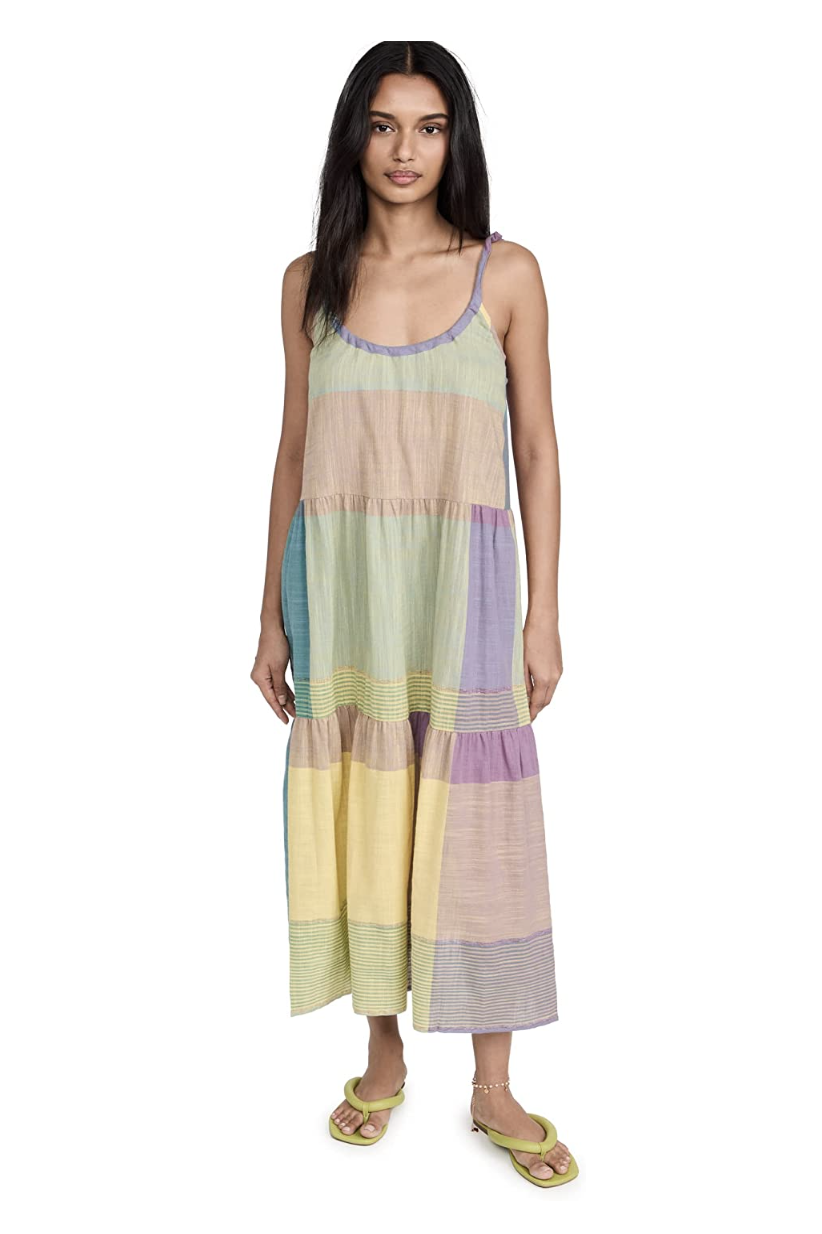 Abacaxi Tiered Tie Strap Maxi Dress