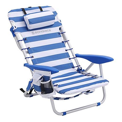 SONGMICS Foldable High Camping Chair with Cup Holder 