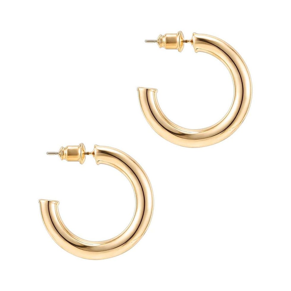 14K Yellow Gold Colored Chunky Hoops 