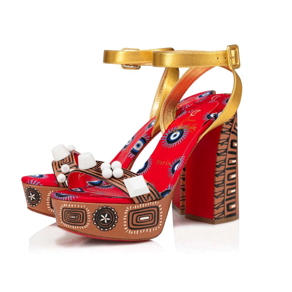 + Konstantin Kakanias Movida Athina 130 embellished printed leather  platform sandals