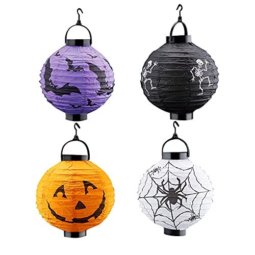Kaliosy 4-Pack Halloween Decorations Paper Lanterns