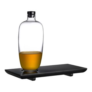 Whiskey Bottle with Wooden Tray