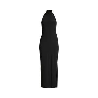 Halter Turtleneck Slit Gown