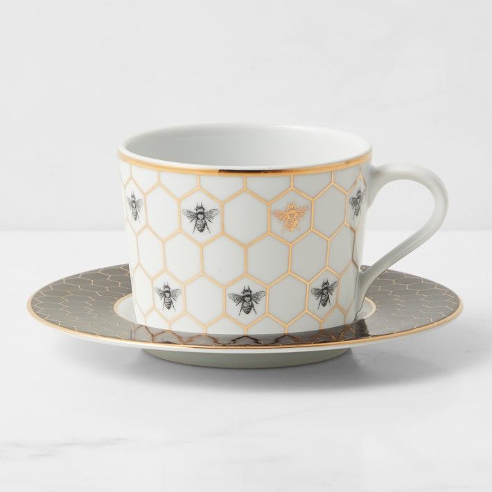 Honeycomb Tea Cup & Saucers (Set of 4)