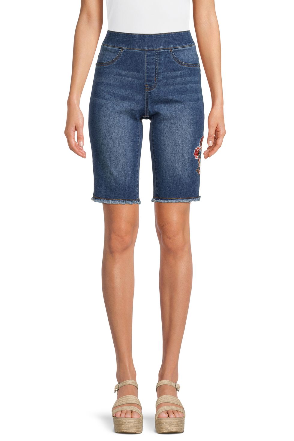 The Pioneer Woman Embroidered Bermuda Denim Shorts