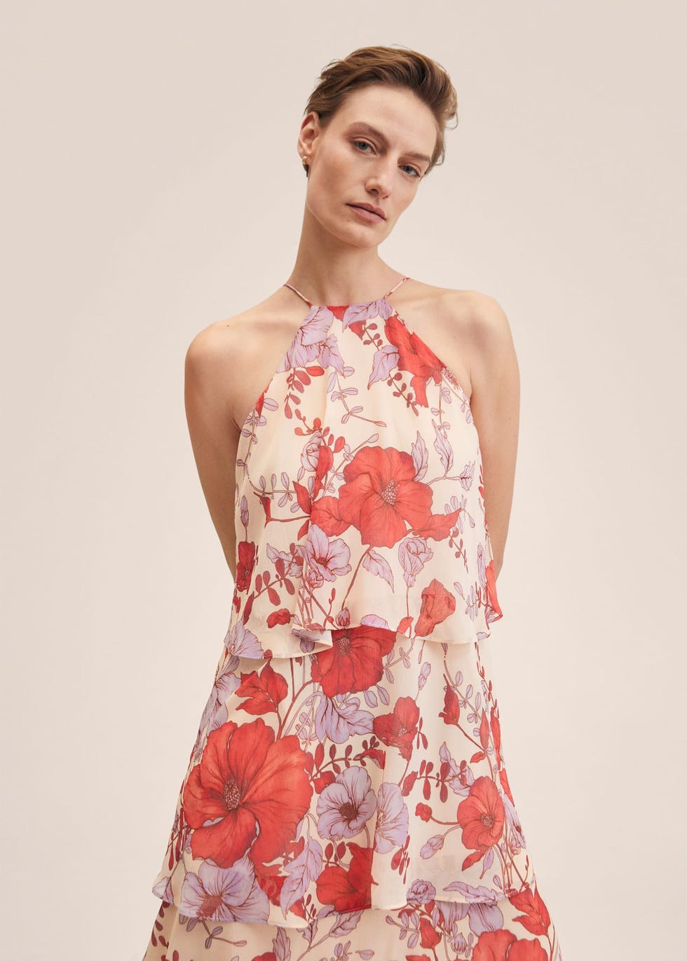 Ruffled Floral Print Dress