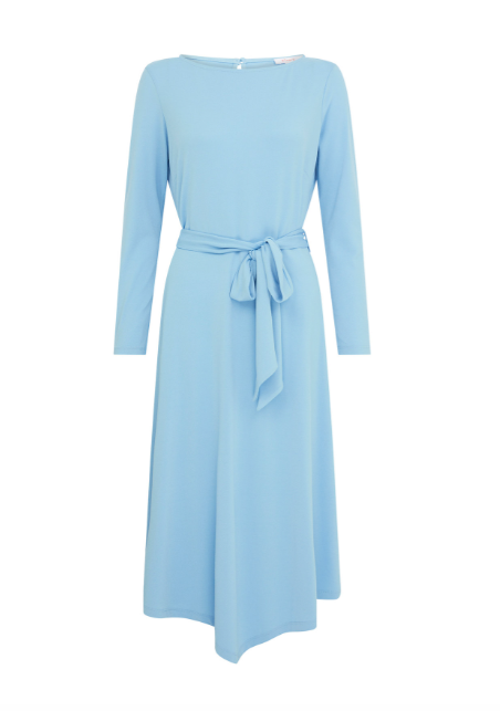 Round Neck Belted Midi Tea Dress 