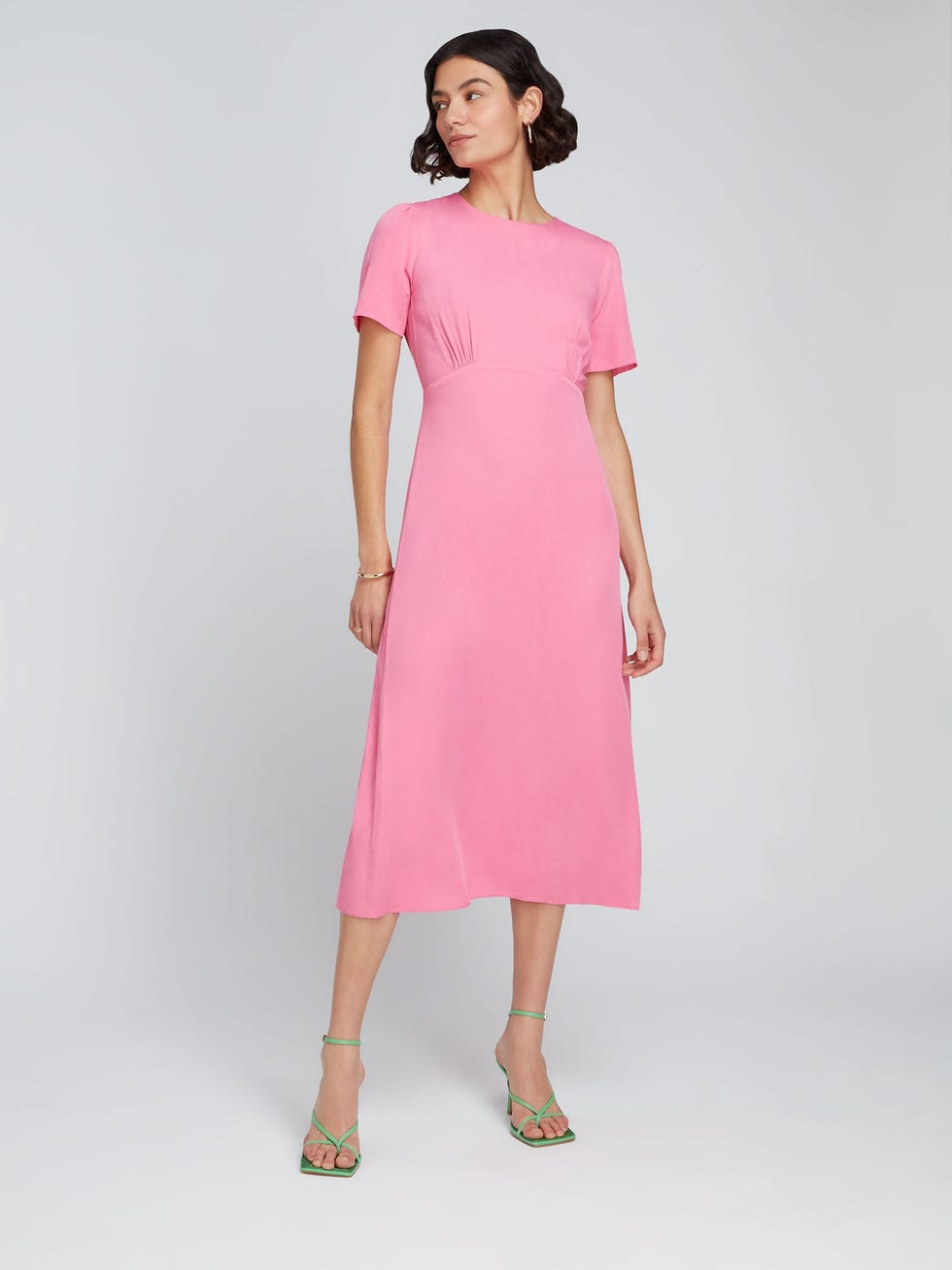 Adelaide Midi Tea Dress in Pink with LENZING™ ECOVERO™ Viscose