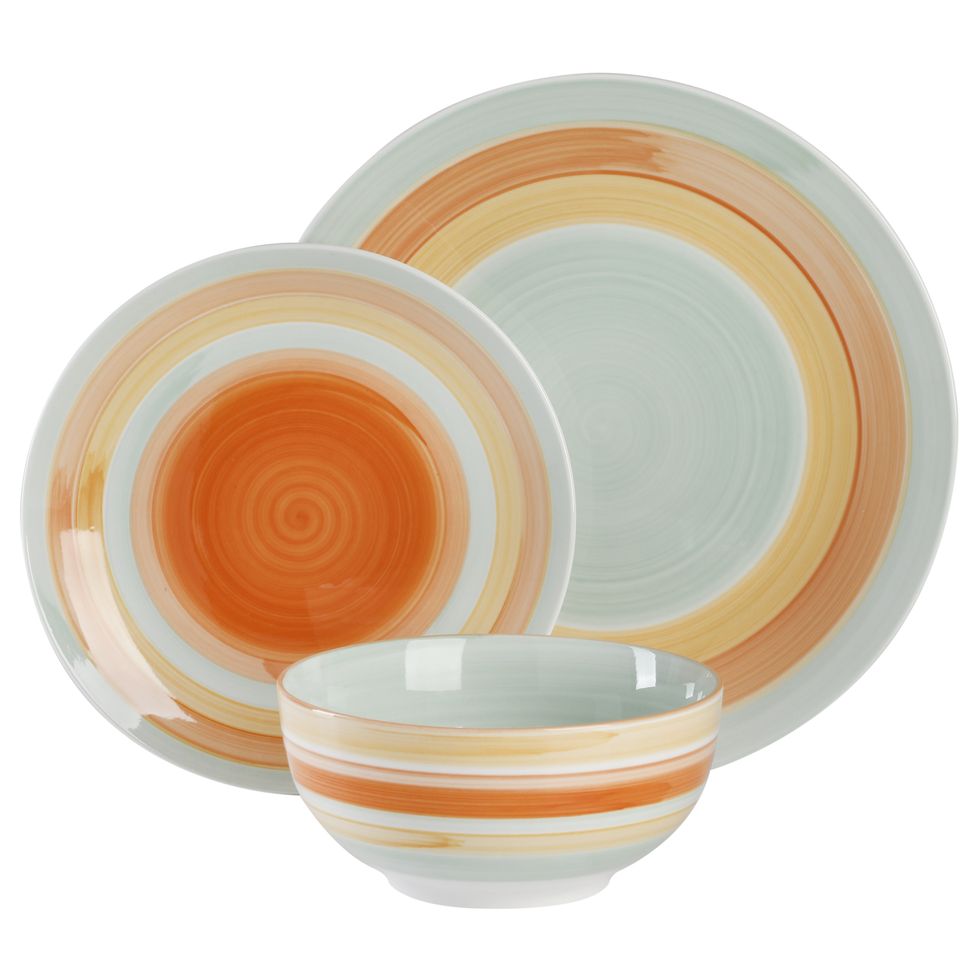 Vintage Stripe 12-Piece Porcelain Dinnerware Set 