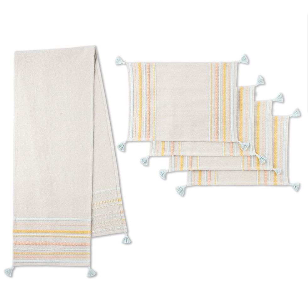 Stripe Runner and 4 Piece Placemat Set 