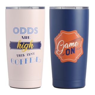 Roadside Ready 20 Ounce Stainless Steel Travel Mugs with Lids, Set of 2 