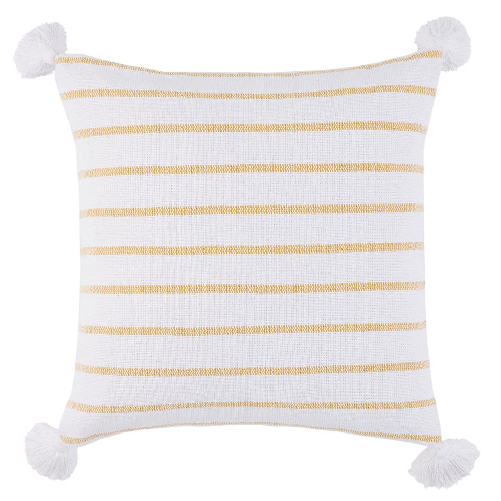 Striped Woven Tassel Pillow