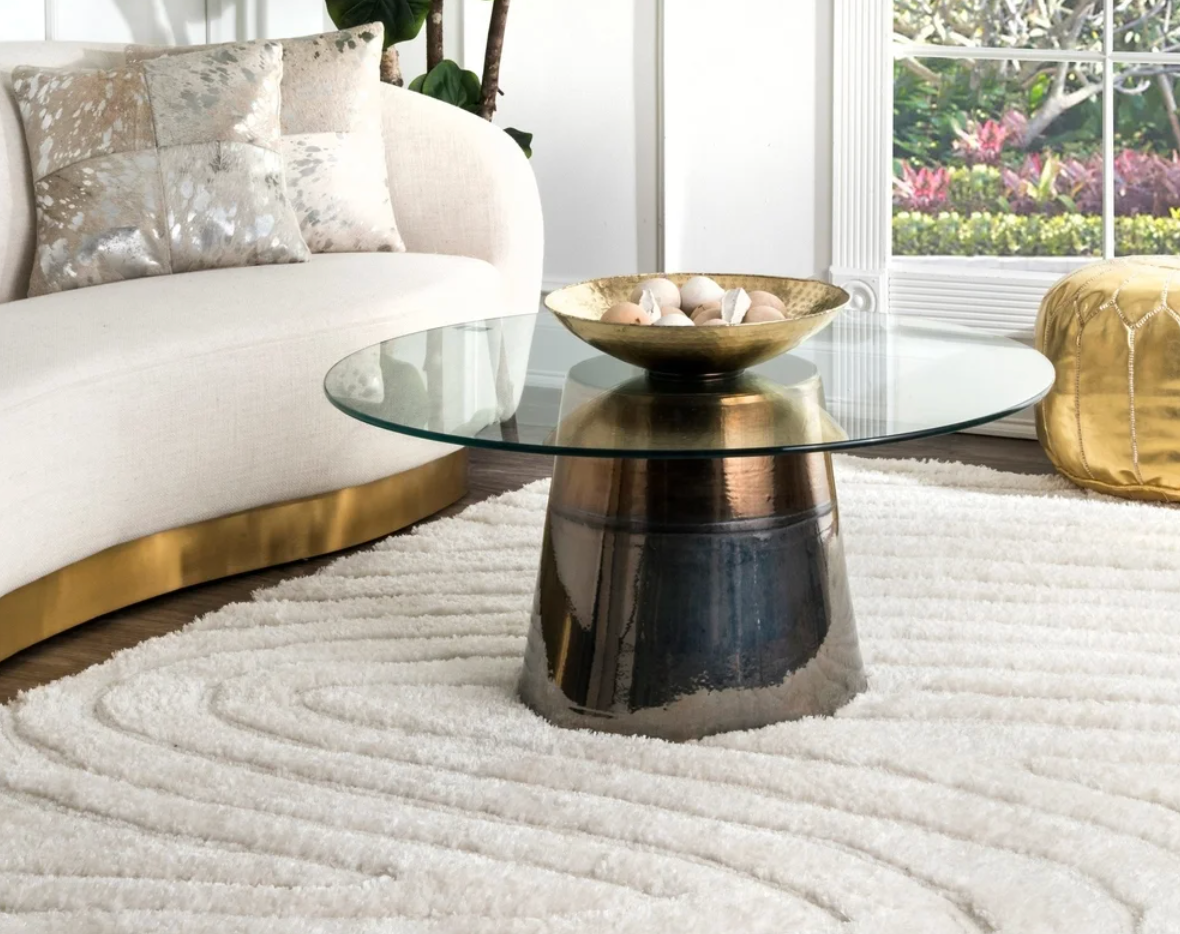 Contemporary Textured Wave Shag Rug