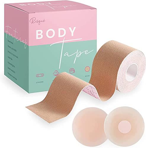Boob Tape Wide, Breast Lift Tape, Boobytape Plus for Lift Large Big Size  and A to G Cup,Adhesive Bra Tape, Body Tape Chest Support.Fashion Push up  in All Dress (Nude B) 