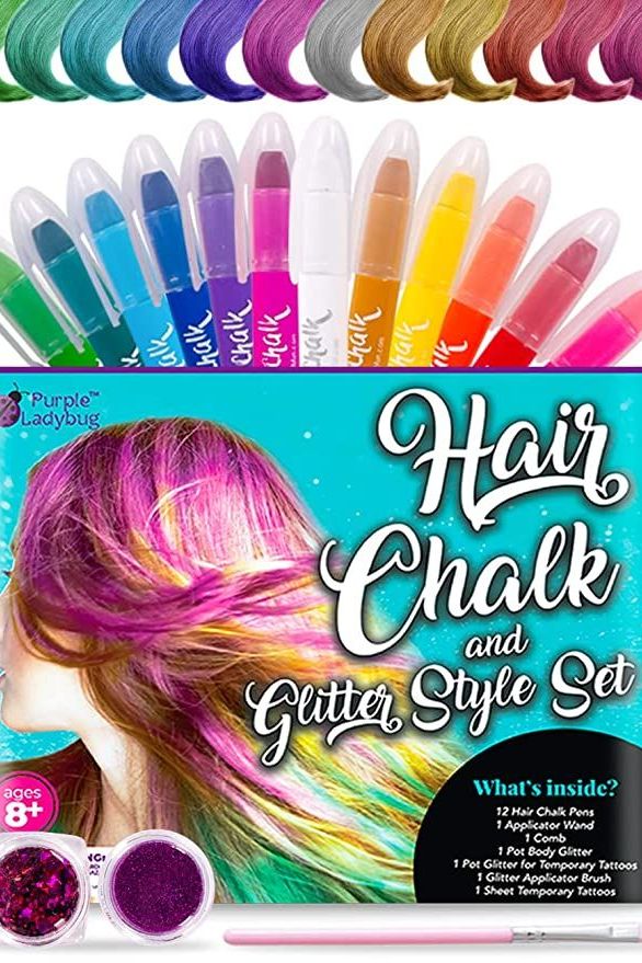 Purple Ladybug Hair Chalk and Glitter Style Set