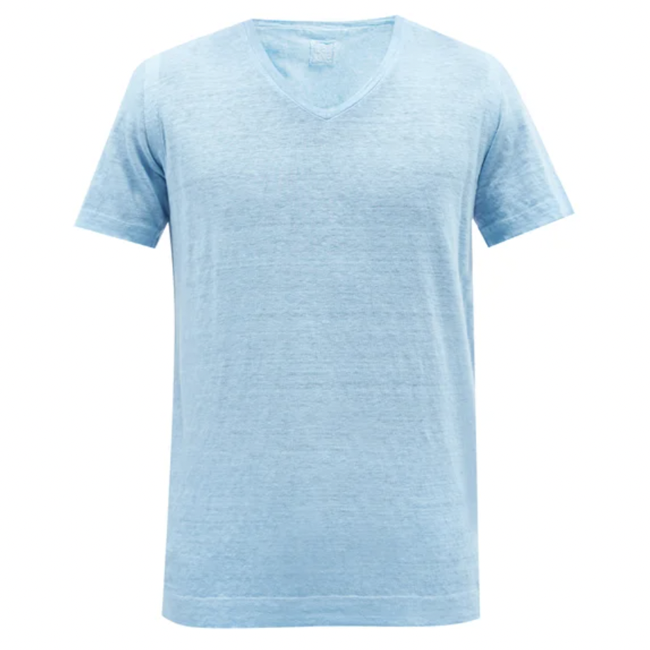 V-Neck Linen-Jersey T-Shirt