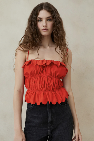 Micah Poppy Ruched Bodice Top