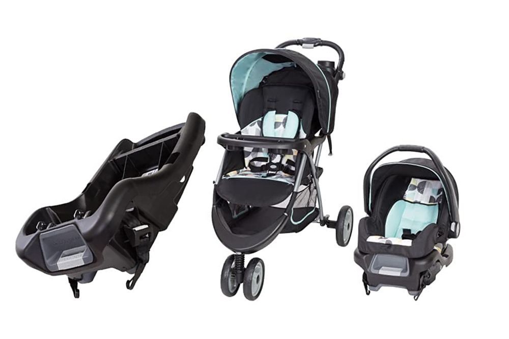 EZ Ride 35 Travel System, Doodle Dots + Baby Trend Ally Infant Car Seat Base, Black