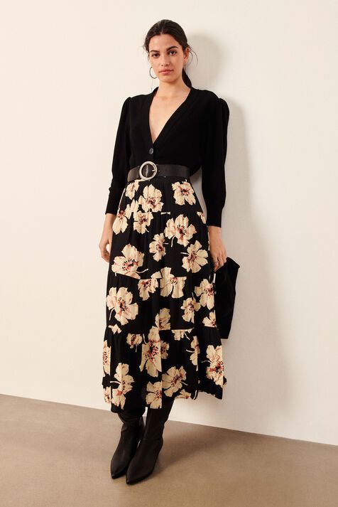 Black Shirt Dress With Printed Organza Skirt – SCRIBBOLOGY