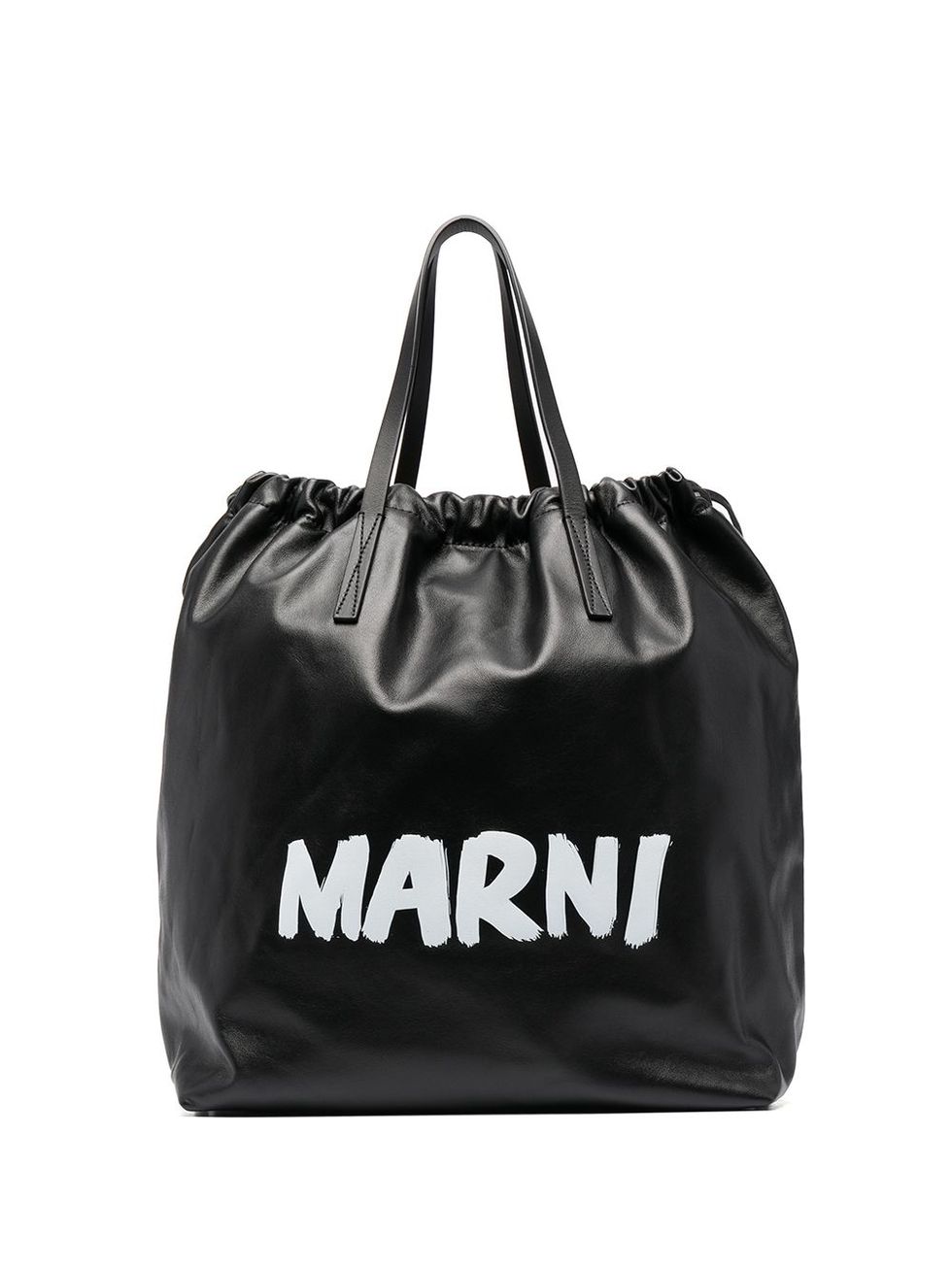 後背包推薦：Marni Logo字樣皮革後背包