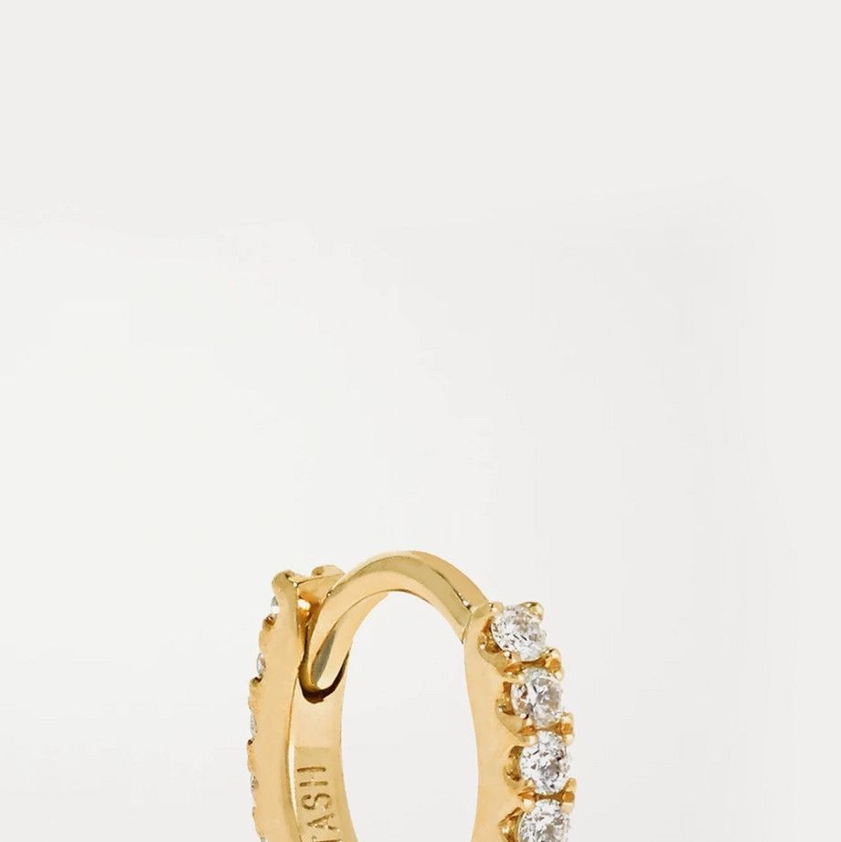 5mm 18-karat gold diamond hoop earring