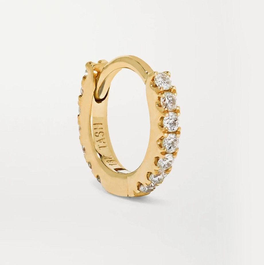 5mm 18-karat gold diamond hoop earring