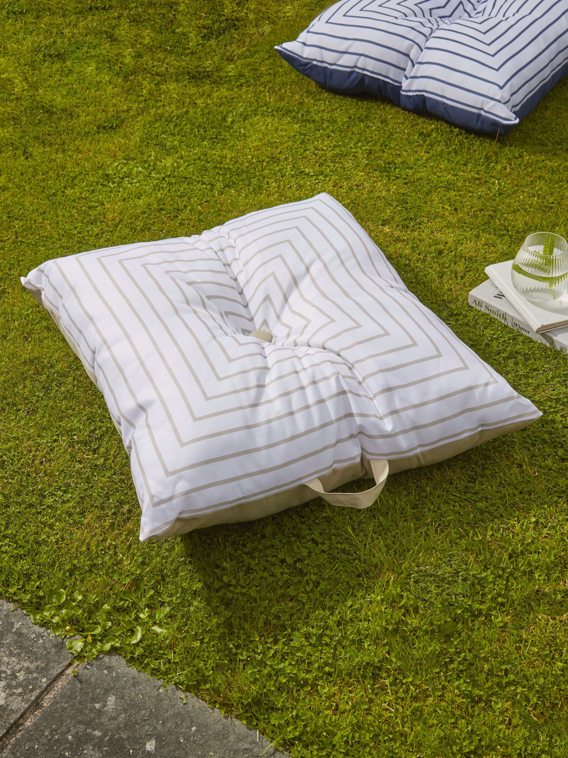 Garden Bench Cushion Pad Length 110 cm Polyester Cotton Pillow Check 